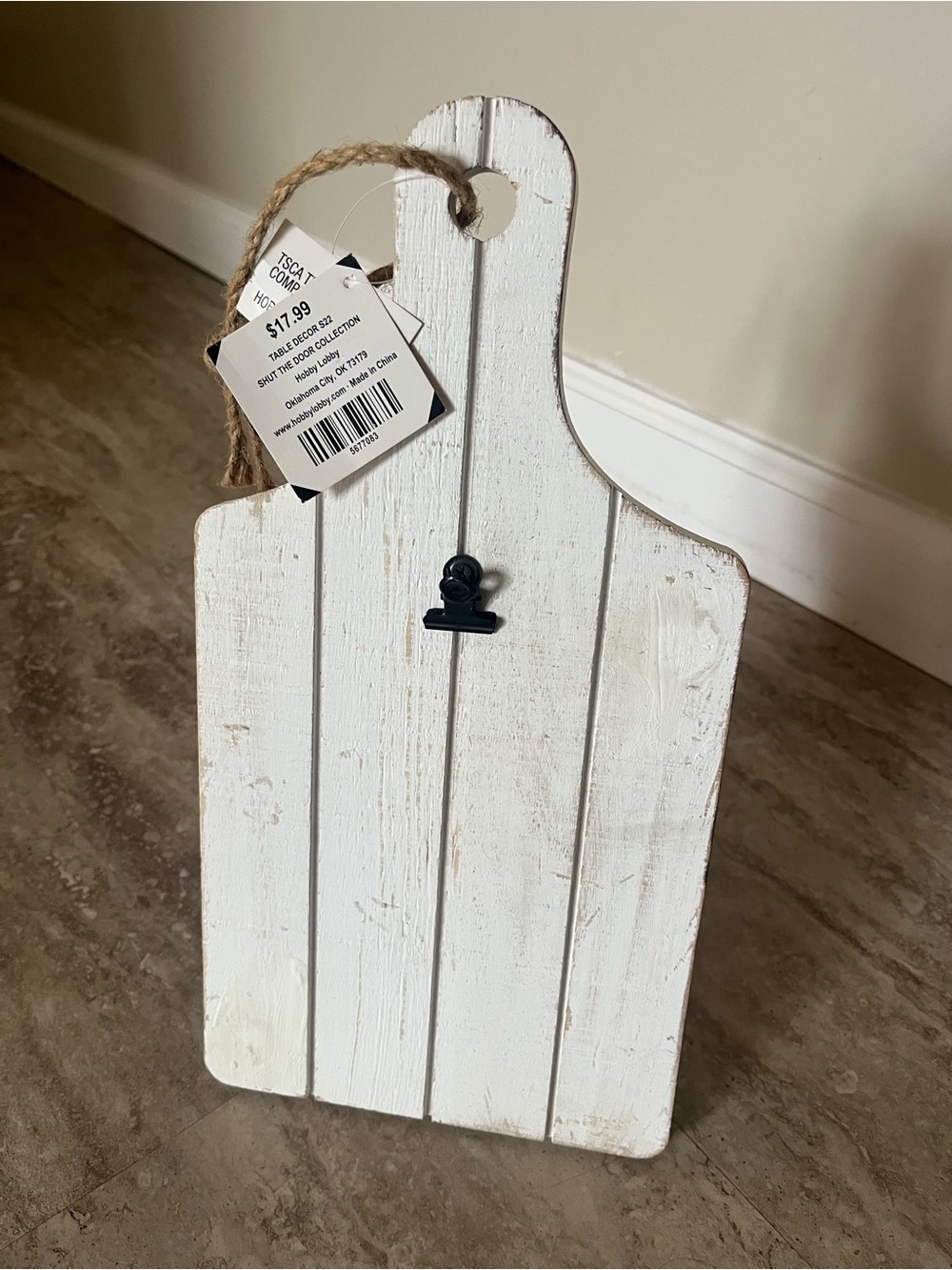 Hobby Lobby White Farmhouse Wood Clipboard with Black Clip